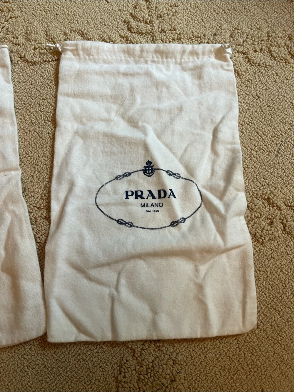 Prada Milano Dust Bags - Pair in Cream shoe bags